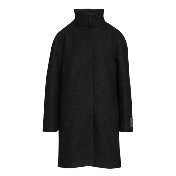 NWT Babaton Correa Funnel-Neck Wool Coat Black Size Large - Picture 4 of 13